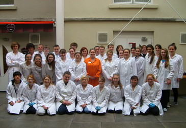 group of students in white coats