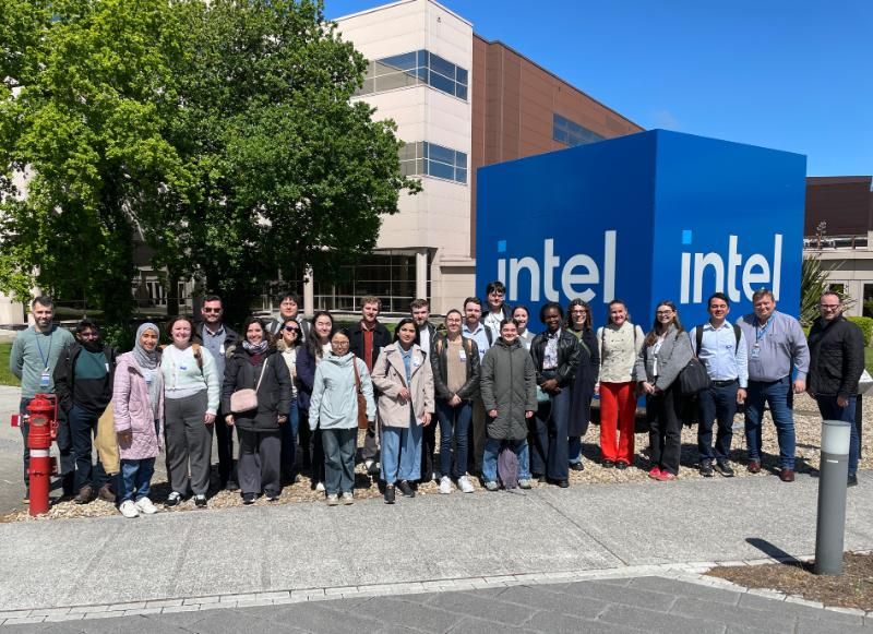 STEM PhD students gather outside Intel Ireland