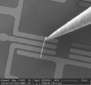 Picture: In-situ manipulation of a gold nanowire