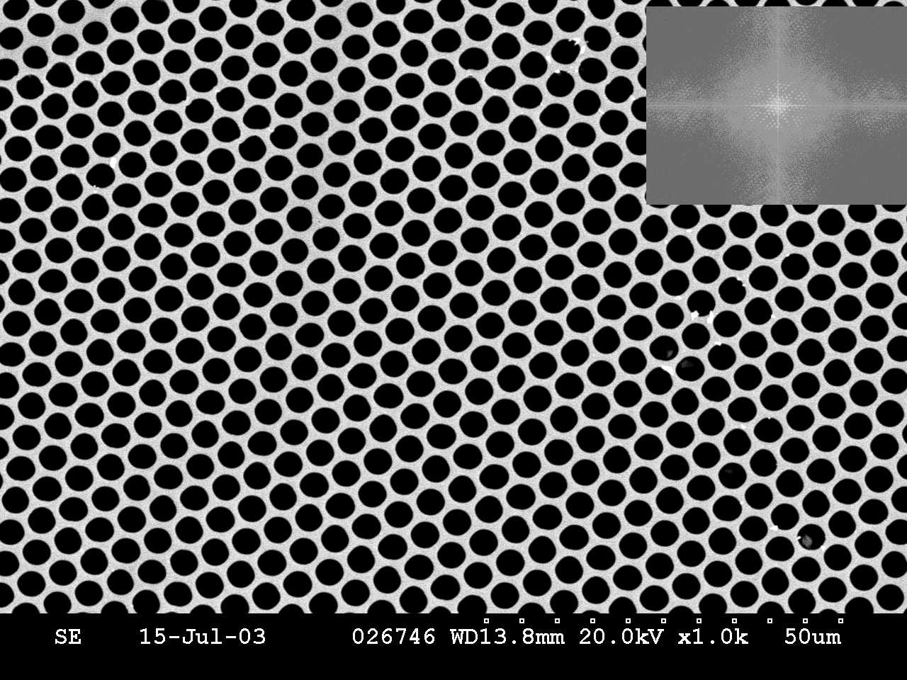 Picture: Hexagonally close packed pores as per description